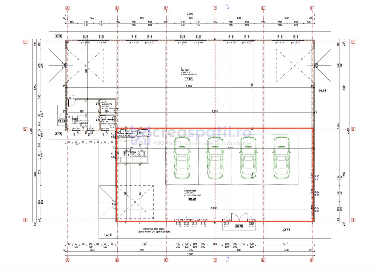 Hala/ showroom la centura Iasi, 300mp, Rond Uricani