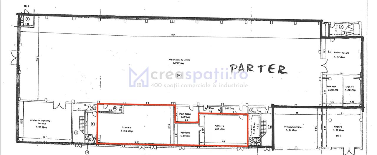 Spatii magazin, depozit, productie, de la 250mp la 550mp, zona Leroy Merlin