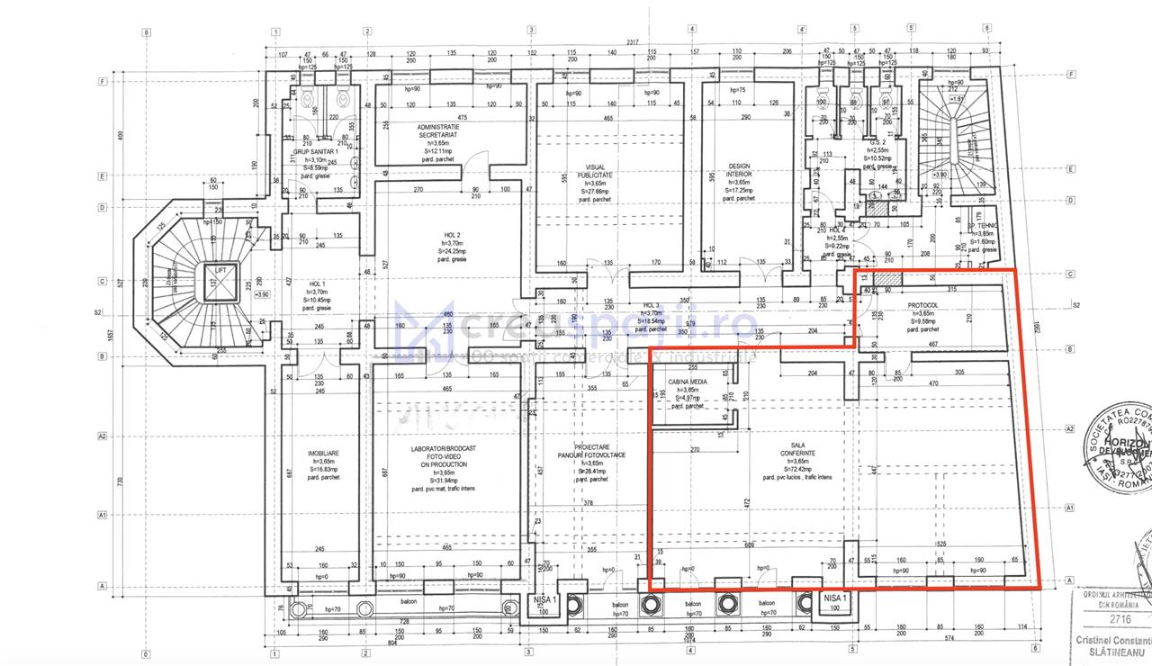 Spatiu birouri centrale Iasi, cladire unica, 154mp, Cuza Voda